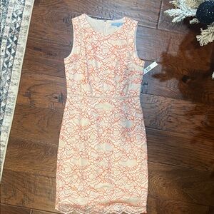 Antonio Melani Sleeveless Lace Dress in Orange and Cream